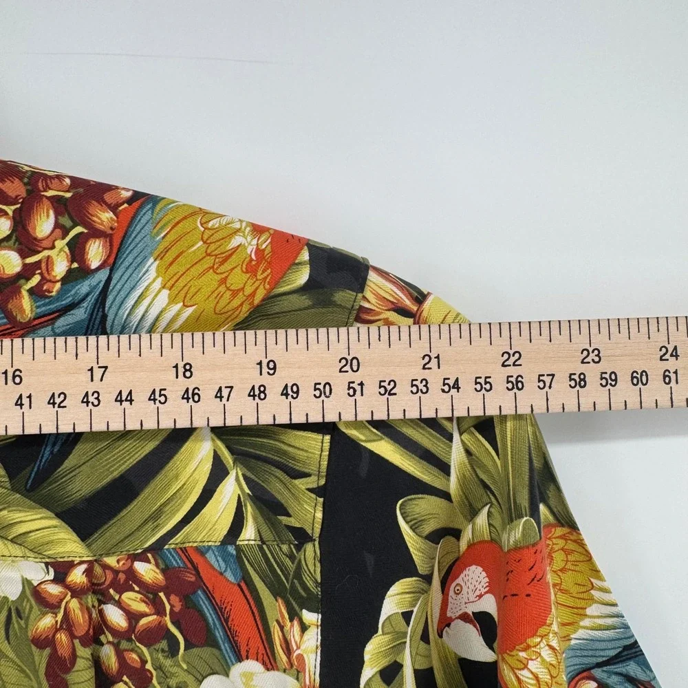 Tommy Bahama Mens S Silk Parrot Tropical Floral Camp Shirt Black Short Sleeve